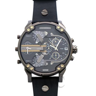 China Mr. Daddy 2.0 Automatic Date Mens Chronograph Black Watch Bands Quartz Leather Watch DZ7348 for sale