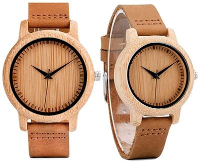 China Resin Belt Road Leather Strap Quartz Movement Men's Wood Watch for sale