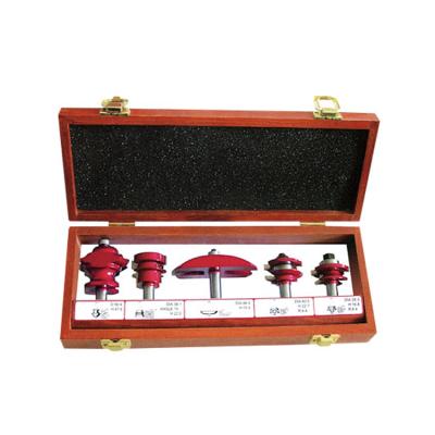 China Type 6 Wooden Wood Case Packing 5Pcs Red Color Rail And Stile Router Bit Set for sale