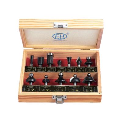 China Cutting For Wood Type 12B Wooden Box Packing Black Color 12pcs Router Bit Set for sale