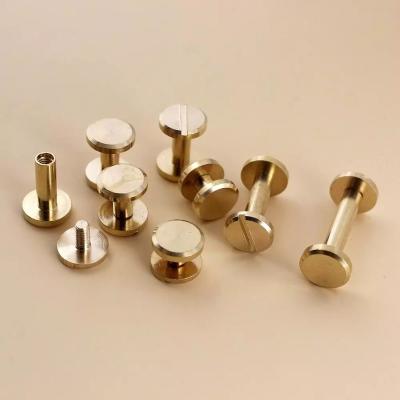 China Chicago Flat Solid Brass Binding Screws Nail Stud Rivets For Photo Album Leather Craft Studs Belt Wallet Fasteners 10mm Hat for sale