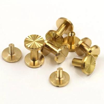 China Chicago Flat Solid Brass Binding Screws Nail Stud Rivets For Photo Album Leathercraft Studs Belt Wallet Fasteners 7 Sizes for sale