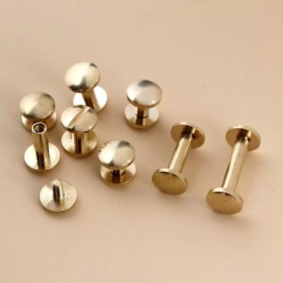 China Chicago Round Solid Brass Binding Screws Nail Stud Rivets For Photo Album Leather Craft Studs Belt Wallet Fasteners 9 Sizes for sale