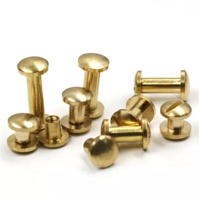 China Chicago Round Solid Brass Binding Screws Nail Stud Rivets For Photo Album Leather Craft Studs Belt Wallet Fasteners 8mm Dome Cap for sale