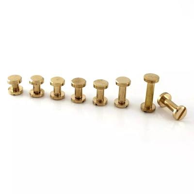 China Chicago Flat Solid Brass Binding Screws Nail Stud Rivets For Photo Album Leather Craft Studs Belt Wallet Fasteners 8mm Flat Cap for sale