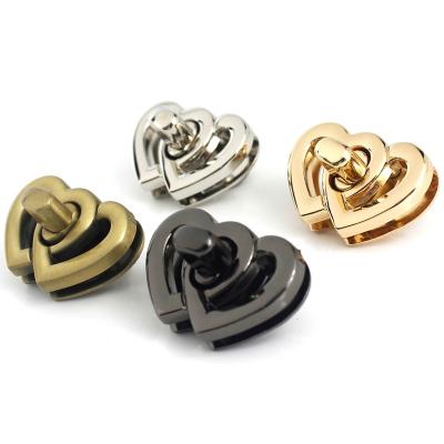 China Zinc Alloy Heart Shape Turn Lock Clasps Closure Buckle Leather Craft Women Bag Purse Shoulder Bag Closure DIY Accessories for sale