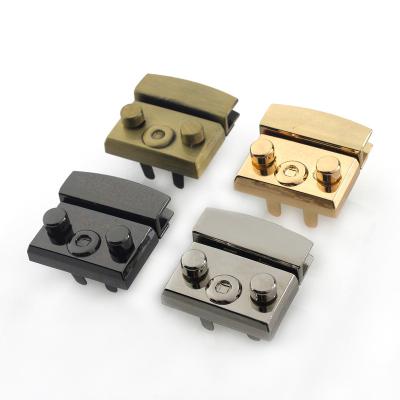 China Zinc Alloy Push Lock Square Small Size Briefcase Bag Spring Lock Clasps Instant Decorative Closure Diy Craft Leather Accessory for sale