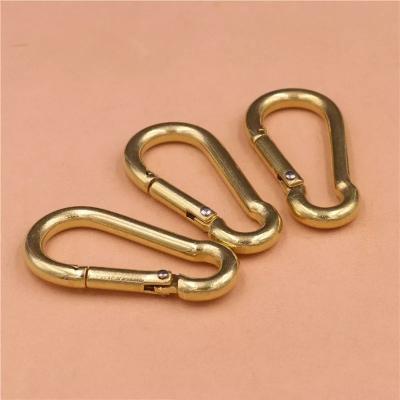 China High Quality Solid Brass Snap Hook Carabiner Trigger Push Door Hook Clasp Clasp for DIY Craft Bag Strap Belt Leather Webbing for sale