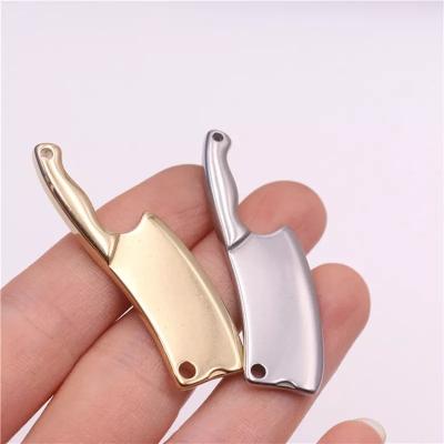 China Solid Brass Kitchen Knife Charm Pendant Key Chain Stainless Steel CLOXY Craft DIY Decor Leather Gift Keychain for sale