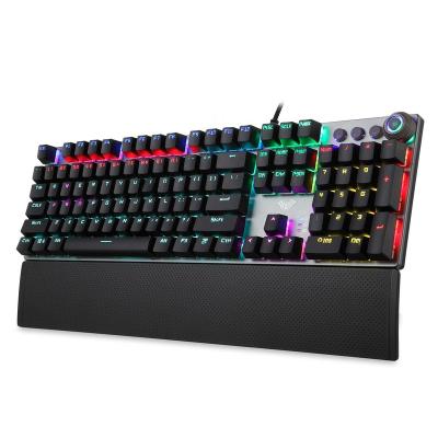 China AULA F2088 Green Mechanical Axis Keyboard Backlight Effect Hand Support Gaming Keyboard Black Axis Yes for sale