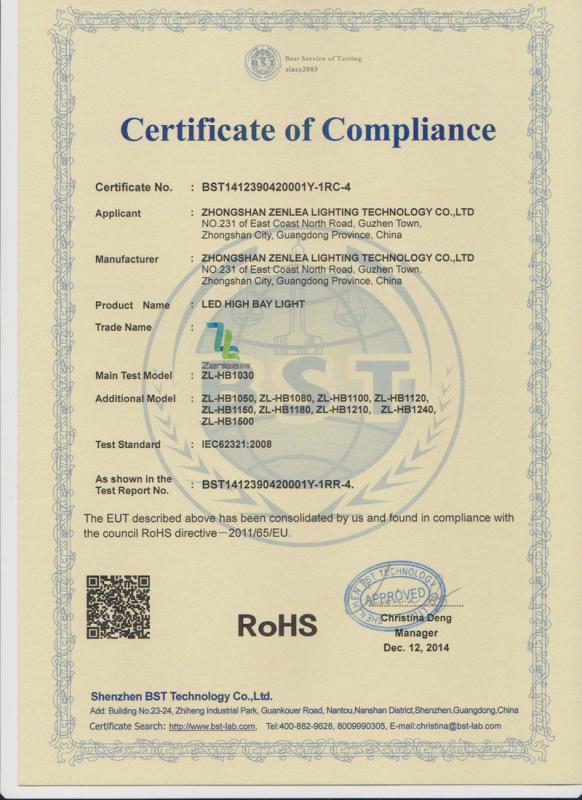 RoHS - Zhongshan Zenlea Lighting Technology Co., Ltd.