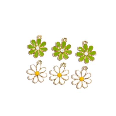 China Diy accessories 2021 small fresh green white chrysanthemum alloy earrings, bracelet, pendant DIY jewelry accessories for sale