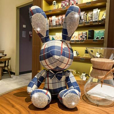 China 2021 Net Red Pottery Art Decor China Clay Diamond Rhinestone Big Rabbit Children's Doll Furniture Decoration for sale