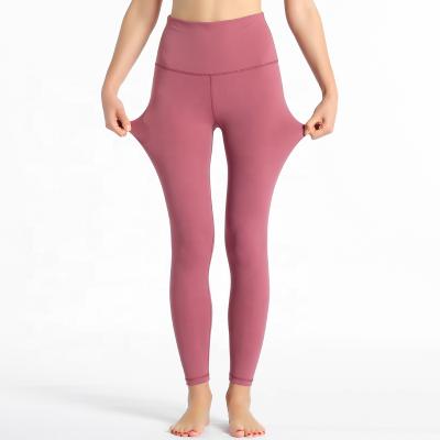 China Antibacterial Super Soft Women Gym Wear Custom Fitness Yoga Pants Nude Lines Leggings for sale