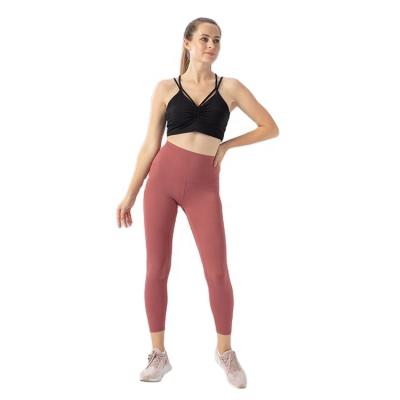 China New Solid Color Fashion Women Yoga Clothing Red Pants Gym Wear Breathable Two Piece Sexy Black Sleeveless Women Bra for sale