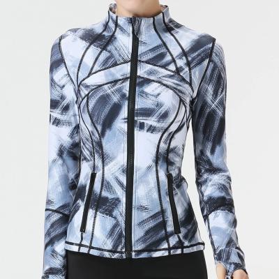 China QUICK DRY Yoga Running Gym Sports Plus Size Long Sleeve Top Womens Eco-Friendly Jacket Printed Zipper Coat for sale