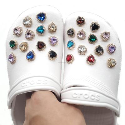 China Colorful Crystal Gemstone Diamond Clog Charm Shoes New Designer Rhinestone Croc Charms Bling Rhinestone Girl Gem Decoration Love Accessories Charm for sale