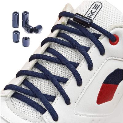 China Round 1 Pair 21 Colors Round No Tie Laces Metal Buckle Capsule Quick Lock Shoe Laces For Unisex Sneakers Lazy Laces for sale