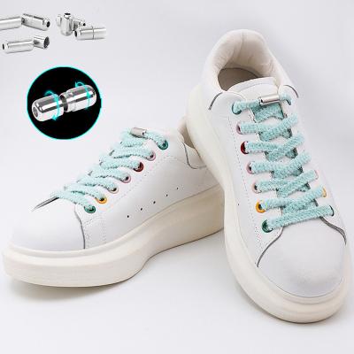 China 1 Pair 21 Color Plush Lazy Shoe Laces No Tie Elastic Creative Adult Kids Sneakers Capsule Metal Lock Laces Flat Lace for sale