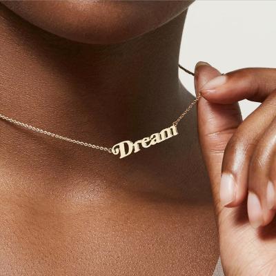 China TRENDY Custom Name Jewelry Personalized 18K Gold Plated Stainless Steel Nameplate Pendant Necklace For Women Gift for sale