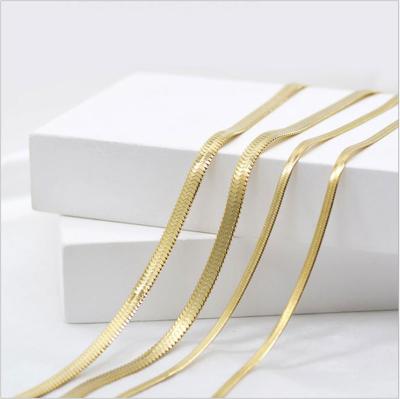 China Wholesale CLASSIC Stainless Steel 3MM Gold Plated Flat Snake Bone Choker Fishbone Chain Necklace For Women for sale