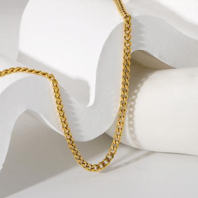 China FASHIONABLE High Quality 18K Gold Plated Stainless Steel Miami Cuban Link Jewelry Chain Necklace for sale