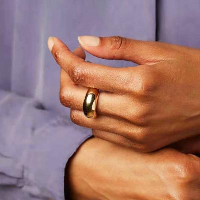 China TRENDY Fashion 18K Gold Plated Stainless Steel Statement Ring Jewelry Minimalist Trendy Chunky Dome Ring For Women for sale