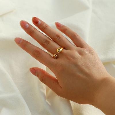 China TRENDY Fashion Tasty Gold Plated Stainless Steel Open Rings Adjustable Jewelry For Women for sale