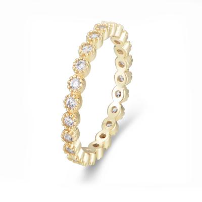 China TRENDY Hot Selling Band 925 Sterling Silver Women Jewelry Gold Plated Fashion Eternity Ring for sale