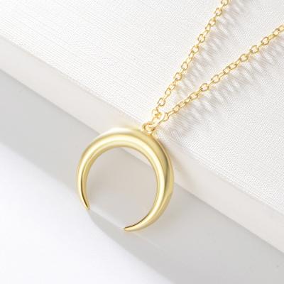 China FASHION Jewelry 925 Sterling Silver Gold Plated Necklaces Crescent Horn Moon Pendant Necklace Tasty Minimalist 18K Women Women for sale