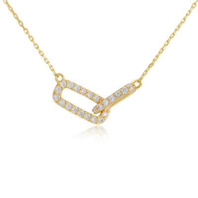 China Trendy Minimalist Fashion s925 Sterling Silver Gold Plated Cubic Zirconia Lock Surrounds Pendant Necklace Jewelry for sale