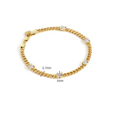 China FASHIONABLE Hot Selling Simple Women's 18K Gold Plated CZ Diamond Limit Cuban Link Chain Bracelet for sale