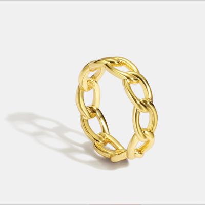 China TRENDY Fashion Jewelry Brass 18k Gold Plated Cuban Link Curb Chain Ring For Women for sale