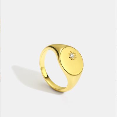 China TRENDY Fashion 18K Gold Plated Starburst North Star CZ Ring Compass Signet Rings For Women Jewelry for sale