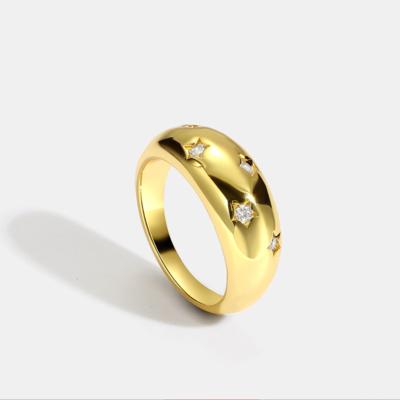 China TRENDY Fashion 18K Gold Plated Zircon Inlayed Star CZ Shiny Dome Ring Statement Ring for sale