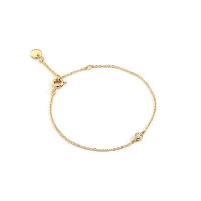 China Zircon Bangle Women Jewelry 14k Gold Plated Classic Minimalist CZ Diamond Bracelet Jewelery Solitaire for sale