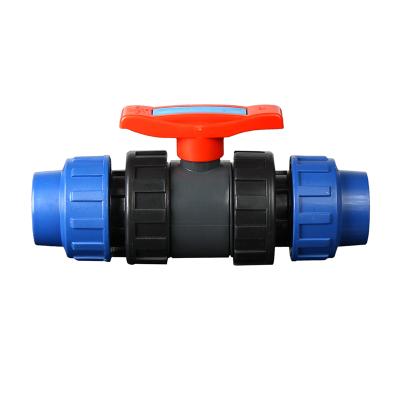 China Genuine General Double Unions UPVC Plastic PVC Manually Controlled Farmland Irrigation Double Union Ball Valve for sale