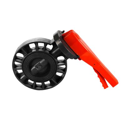 China Factory Sales New Design General Chinese Hot High Quality PVC Body Red Handle Butterfly Valve for sale