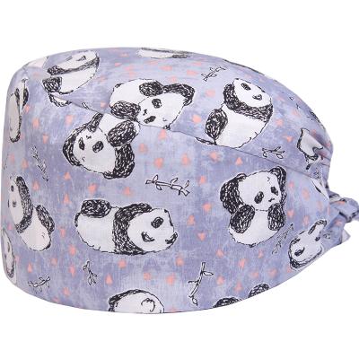 China Soft Innerbrow Cotton Headband Scrub Hat For Nurses Panda Pattern Medical Caps Nurse Nurse Surgical Hat Unisex 100% Cotton for sale