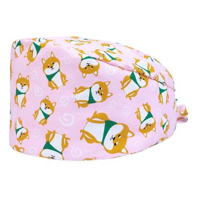 China Soft Home Front Cotton Headband Dog Pattern Scrub Hat Cartoon Medical Nurse Caps Doctor Surgical Scrub Hat Dental Beauty Salon Scrub Hat For Women for sale