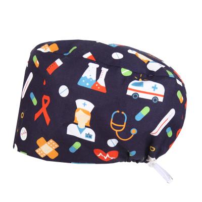 China New Design Doctor Scrub Hats Cartoon Nurse Surgical Hats Men Cotton Headband Cotton Front Working Hospital Indoor Soft Medical Pet Women Scrubs Hats For Doctor for sale