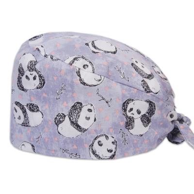 China Unisex Medical Dentist Scrub Cap Caps Doctor Surgical Nurse Forehead Cotton Inner Soft Hat Headband Panda Print Working Customized Scrub Cap for Long Short Hair for sale