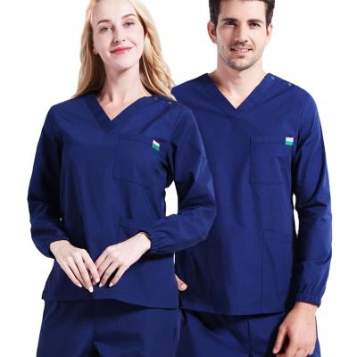 China Longevity Dental Clinic Nursing Uniform Sets Medical Scrub Long Sleeve Women Uniforms Men Surgical Gown for sale