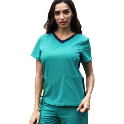 China Longevity V-Neck Dental Clinic Nursing Uniform Sets Medical Scrub Sleeve Surgical Gown Short Men Women Uniforms for sale