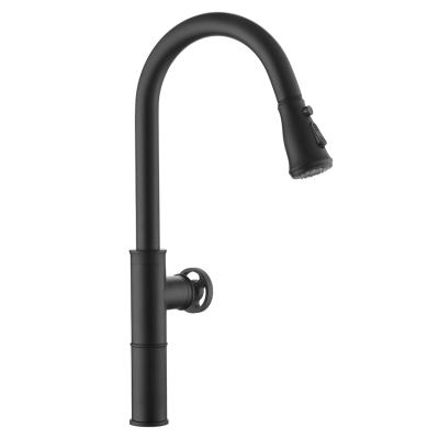 China F03S31MB Modern Industrial Style Single Handle Kitchen Sink Faucets Black Brass Pull Down Kitchen Faucet for sale