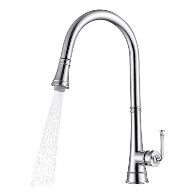 China F03S17CP Modern Contemporary Hot Sale Kitchen Brushed Chrome To Pull Down Sprayer Rotating Single Handle Mixer Tap Kitchen Sink Faucets for sale