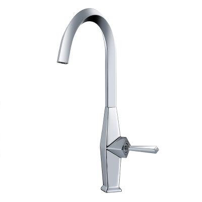 China F03S39CP New Design Modern Chrome Kitchen Sink Taps Brass Polygonal Single Handle Water Mixer Tap Kitchen Faucet for sale