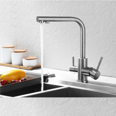 China Thermostatic Faucets 3 Way Stainless Steel Water Faucet Swivel Filter Water Tap 3 Way Water Purifier Drinkable Kitchen Faucets for sale