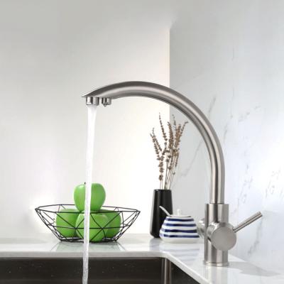 China Modern Three Way Deck Mounted Stainless Steel Kitchen Faucet F03S22LS 3 SUS304 Faucet Water Filter Kitchen Taps Faucet Tap For Water Filters for sale