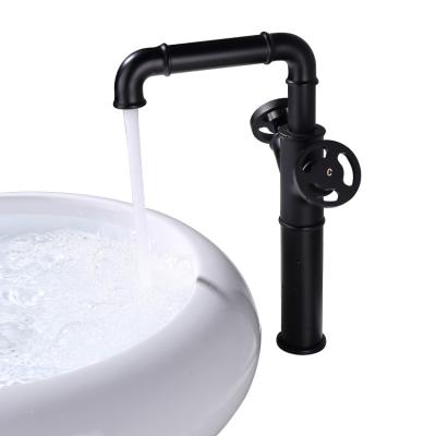 China F01S70MB Metered Faucets Style Modern Industrial Mixer Tap Double Handle Black Tall Basin Faucets Brass Basin Faucet for sale